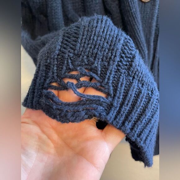 NSF Ginny chunky cable knit sweater vest with distressing in navy. NWT Large - Picture 6 of 8